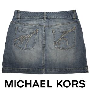 MICHAEL KORS | Denim Jean Mini Skirt Logo Back Pocket Size 8 Y2K
